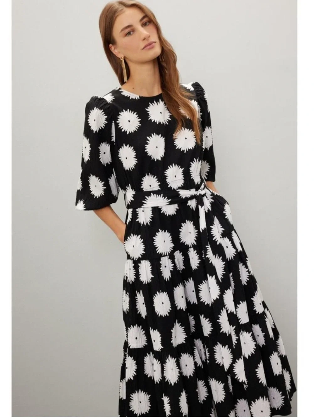 Kate Spade Pom Pom Floral Lawn Dress, Size: L